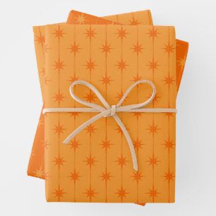 Retro Stars and Dots Mid Century Atomic Pattern Wrapping Paper Sheets