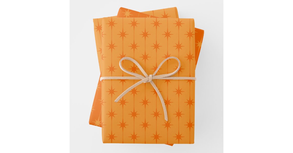 Retro Stars and Dots Mid Century Atomic Pattern Wrapping Paper Sheets ...