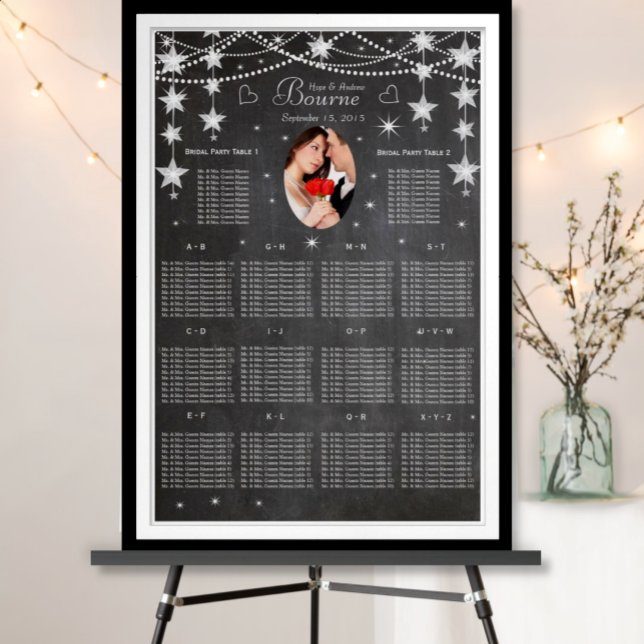 Retro Stars Chalkboard Photo Seating Chart (Creator Uploaded)