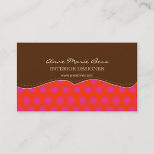 Retro stars, hot pink/Chocolate business cards
