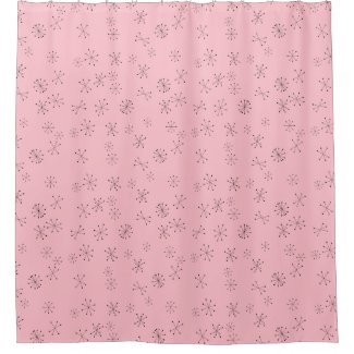 Retro Stars on Pink Shower Curtain