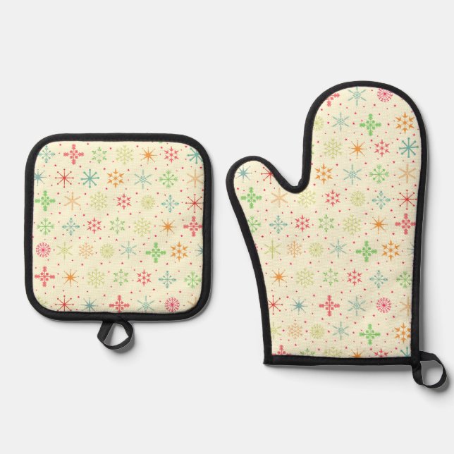 Retro Stars Oven Mitt Set (Front)