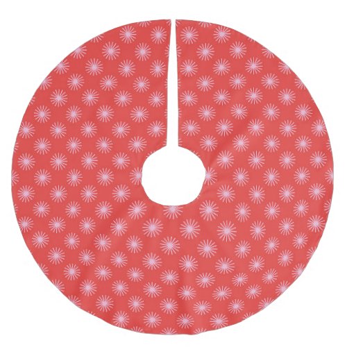 Retro Stars Red and Pink Christmas Brushed Polyester Tree Skirt