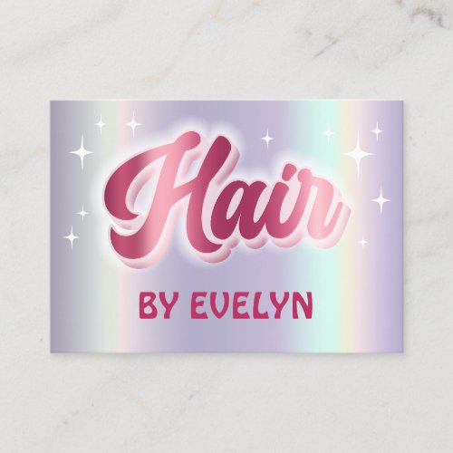 Retro stars script faux foil hair stylist  business card