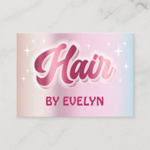 Retro stars script faux pastel foil hair business card