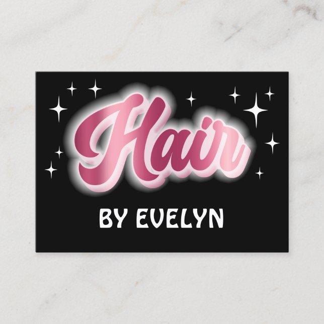 Retro stars script hair stylist business card (Front)