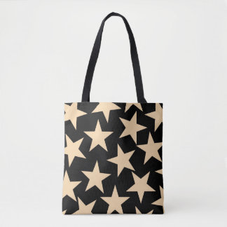 Retro Stars Y2K Pattern with Black Background Tote Bag