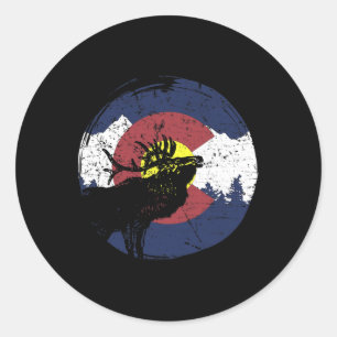 Retro State Flag Colorado Rocky Mountains Skiing A Classic Round Sticker