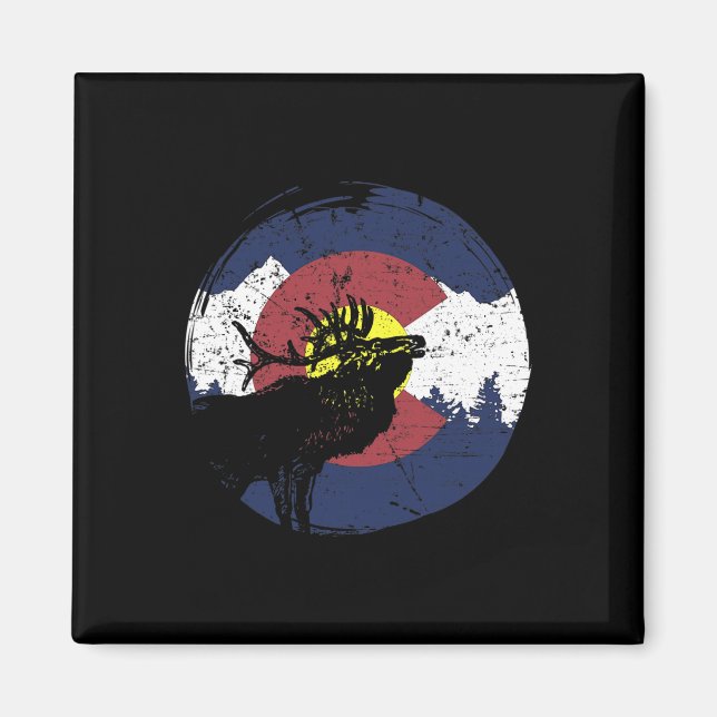 Retro State Flag Colorado Rocky Mountains Skiing A Magnet (Front)