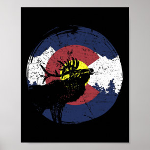 Retro State Flag Colorado Rocky Mountains Skiing A Poster