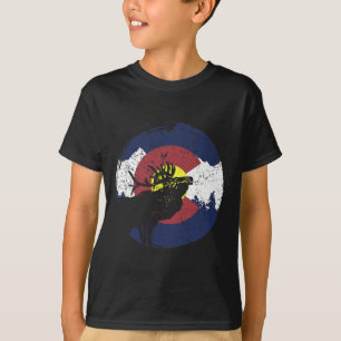Retro State Flag Colorado Rocky Mountains Skiing A T-Shirt