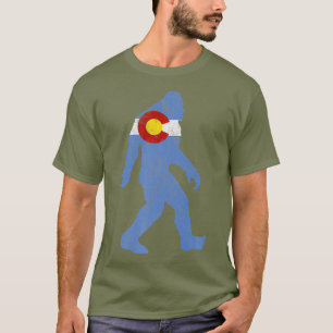 Retro State Flag of Colorado Bigfoot Silhouette T-Shirt