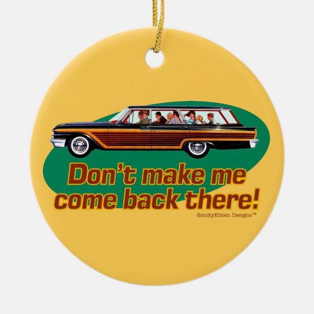 Retro Station Wagon (Brown & Green) Ceramic Ornament (Front)