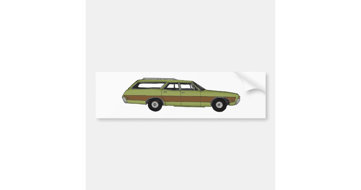 retro station wagon bumper sticker | Zazzle