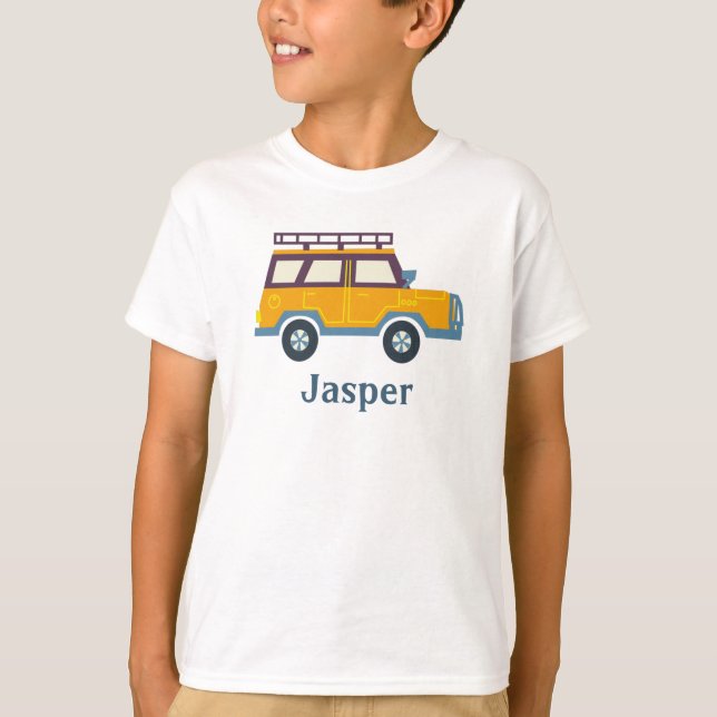 Retro station wagon car roof rack personalize T-Shirt (Front)