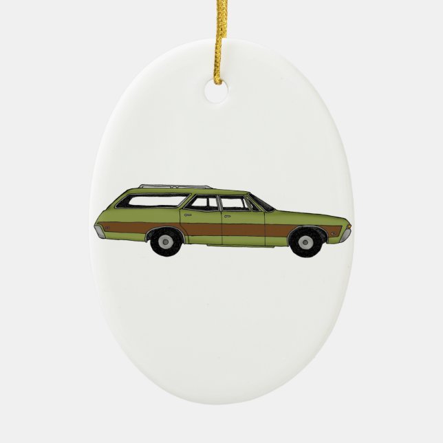 retro station wagon ceramic ornament (Front)