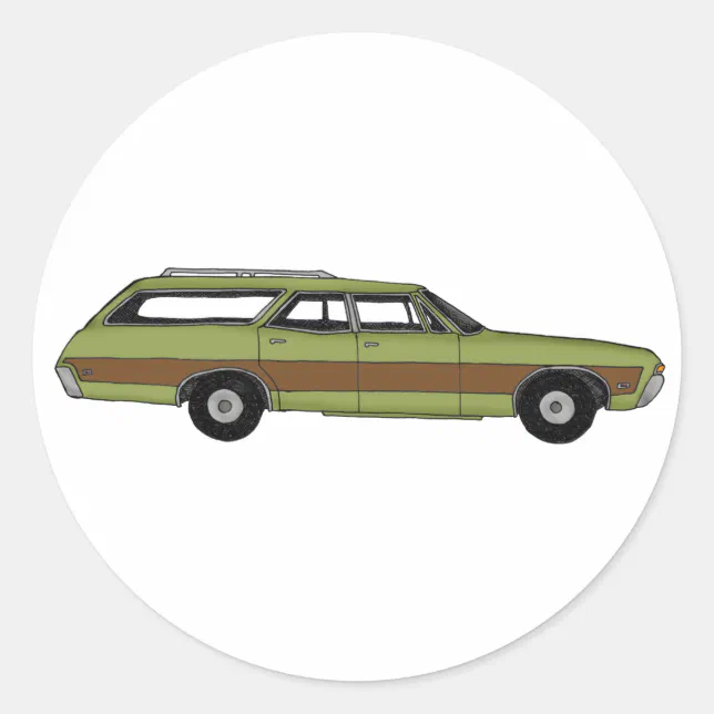 retro station wagon classic round sticker | Zazzle