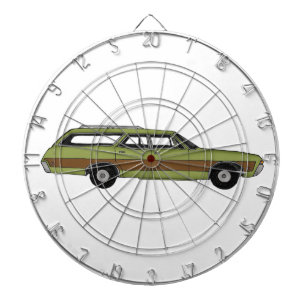 retro station wagon dartboard with darts