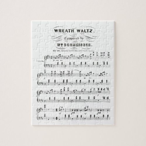 Retro staves of sheet music notes vintage waltz jigsaw puzzle