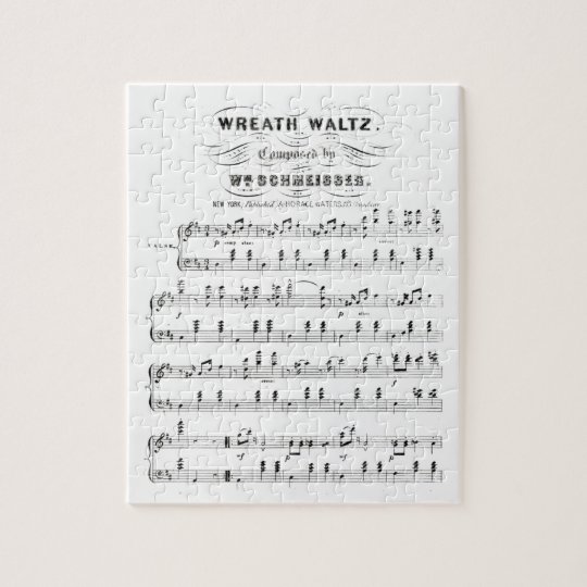Retro staves of sheet music notes (vintage waltz) jigsaw puzzle