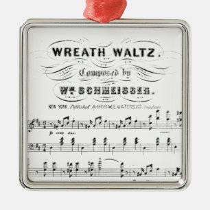 Retro staves of sheet music notes (vintage waltz) metal ornament