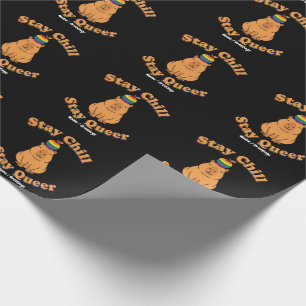 Retro Stay Chill Stay Queer Capybara Rainbow Zen Wrapping Paper