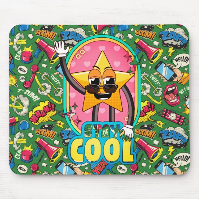 Retro Stay Cool Star Pop Art Mouse Pad (Front)