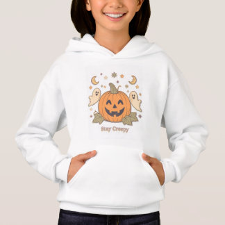 Retro Stay Creepy Pumpkin & Cute Ghosts Halloween Hoodie