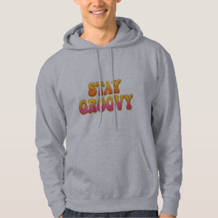 Retro Stay Groovy 70s Bubble Typography Graphic Hoodie