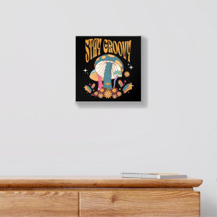 Retro Stay Groovy Mushroom Acrylic Photo Tile