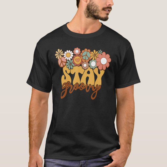 Retro Stay Groovy Preppy Hippie Summer Hippie 70s  T-Shirt (Front)