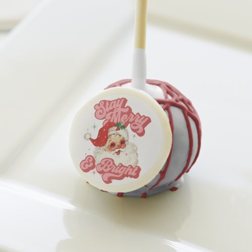 Retro Stay Merry and Bright Santa Claus Christmas Cake Pops