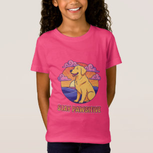 Retro Stay Pawsitive Golden Retriever Sunset T-Shirt
