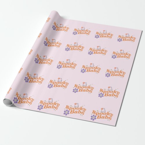 Retro Stay Spooky Babe Halloween Ghost T_Shirt Wrapping Paper