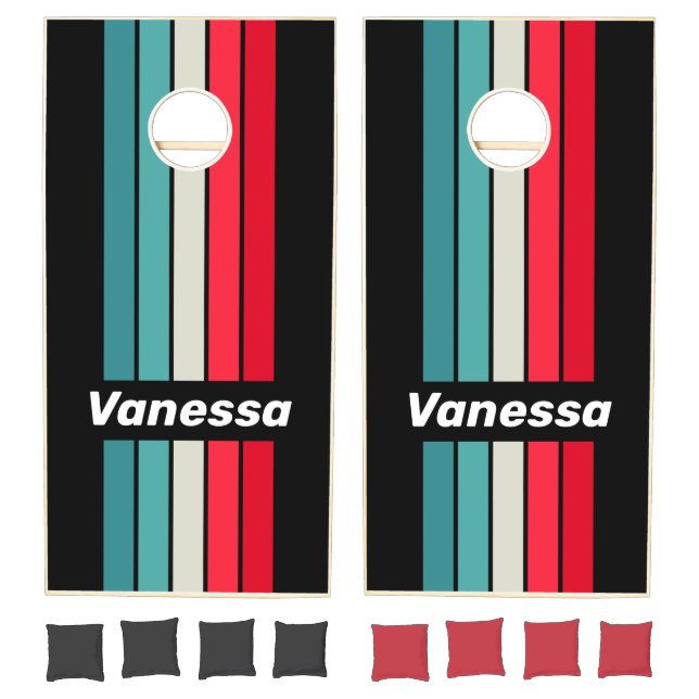 Retro Stealth Rainbow Pin Striped with Name Cornhole Set (Set)