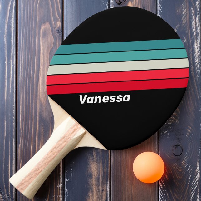 Retro Stealth Rainbow Striped with Name Ping Pong Paddle (Creator Uploaded)