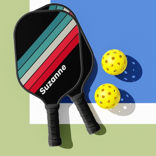 Retro Stealth Rainbow with Name Pickleball Paddle