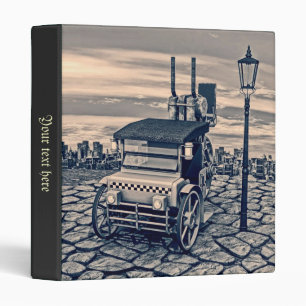 Retro Steam Cab Taxi 3 Ring Binder