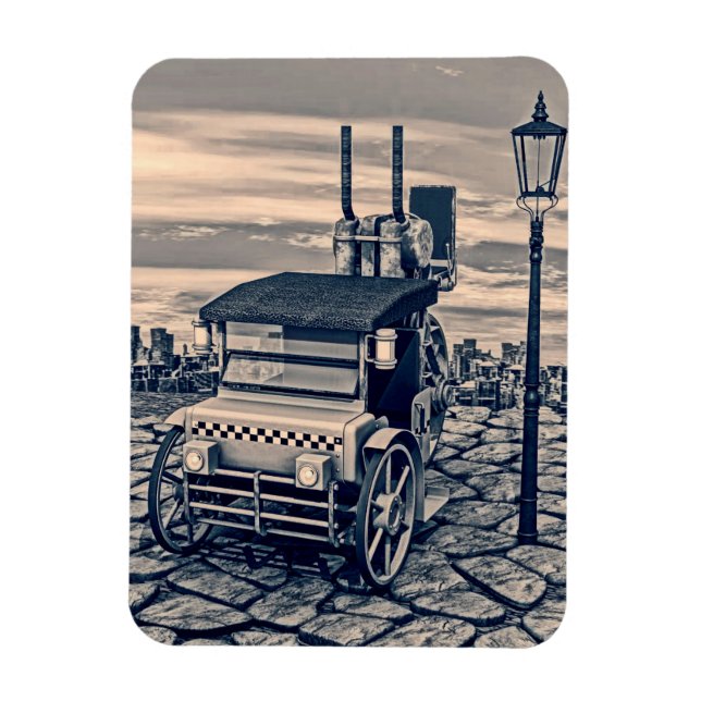 Retro Steam Cab-Taxi Magnet (Vertical)