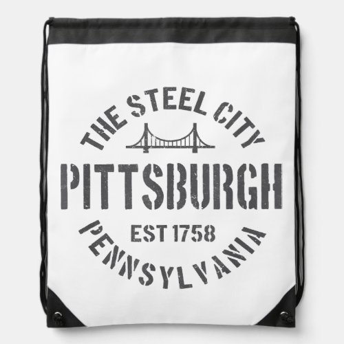 Retro Steel City Pittsburgh Pennsylvania Yinz vint Drawstring Bag