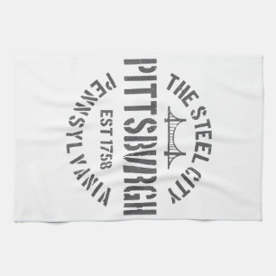 Retro Steel City Pittsburgh Pennsylvania Yinz vint Kitchen Towel