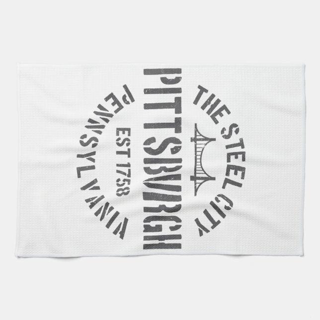 Retro Steel City Pittsburgh Pennsylvania Yinz vint Kitchen Towel (Horizontal)