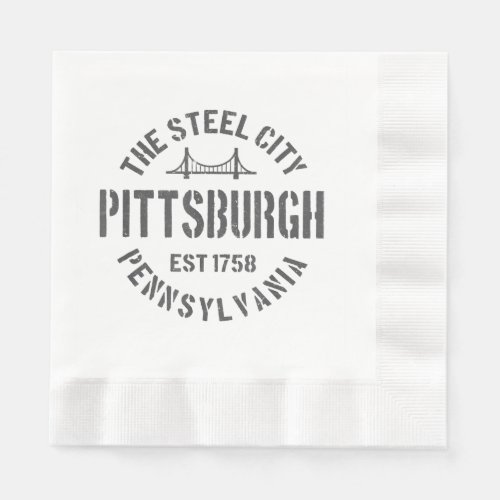 Retro Steel City Pittsburgh Pennsylvania Yinz vint Napkins