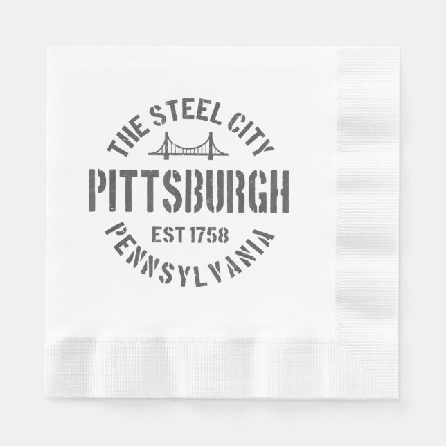 Retro Steel City Pittsburgh Pennsylvania Yinz vint Napkins (Front)