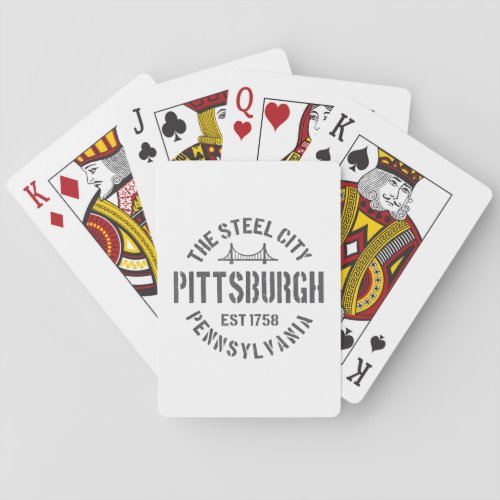 Retro Steel City Pittsburgh Pennsylvania Yinz vint Playing Cards