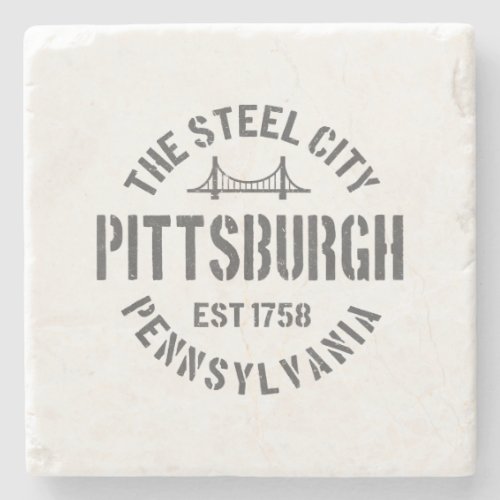 Retro Steel City Pittsburgh Pennsylvania Yinz vint Stone Coaster