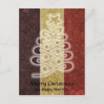 Retro Stencil Christmas Tree Postcard