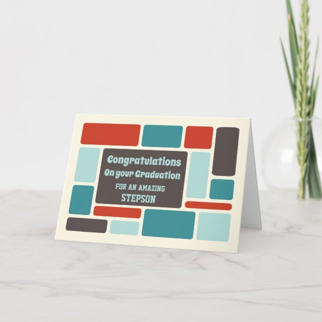 Retro Stepson Congratulations Graduation Card (Front)