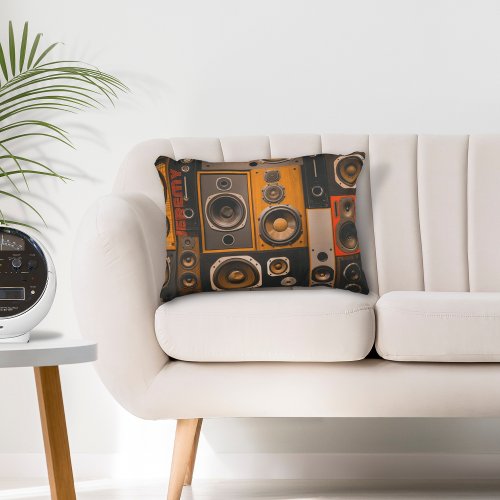 Retro Stereo Speakers Accent Pillow