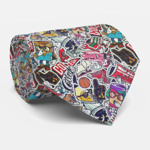 Retro Sticker Bomb - Cartoon Graffiti Neck Tie
